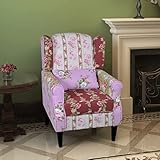 Hommdiy Ohrensessel Sessel Relaxsessel Armsessel Polstersessel Loungesessel Sofastuhl Relaxstuhl Stuhl Rosa Patchwork
