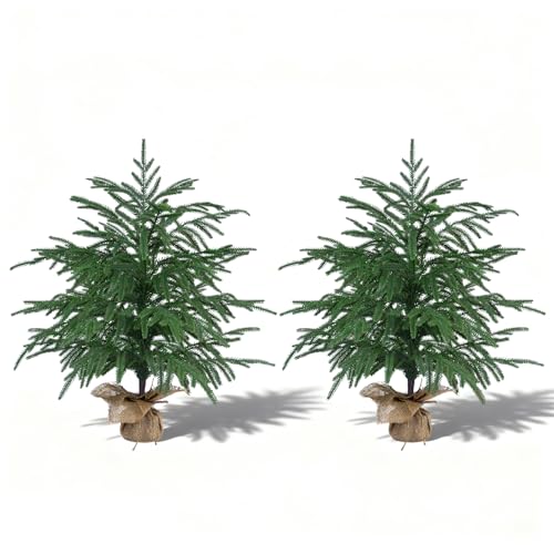 2FT Artificial Norfolk Pine Tree, 2pc Artificial Christmas Tree Faux