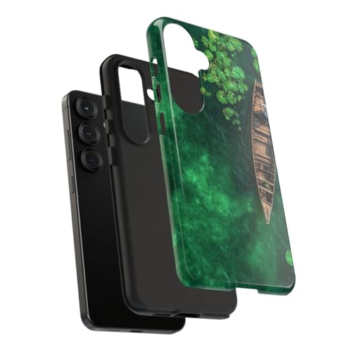 Coque Samsung S25 rigide anti-rayure motif pêcheur lotus vert - 4