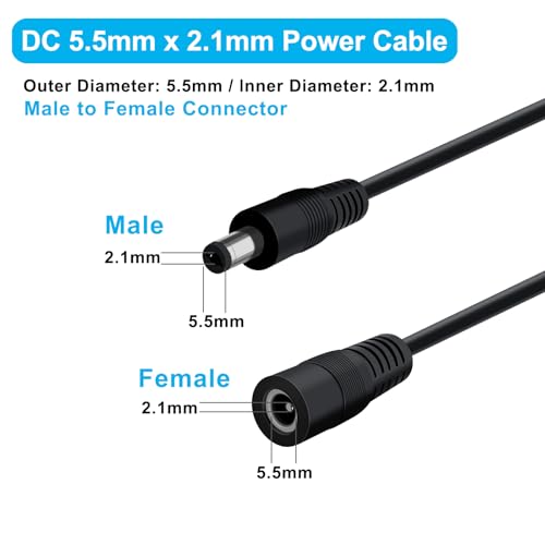 YINGAYOU DC 4-drożny rozdzielacz 5,5 x 2,1 mm DC kabel rozdzielający 5 V 6 V 9 V 12 V 24 V 3 A, do kamer bezpieczeństwa, DVR, routera, drukarki, taśm LED (1 do 4, 70 cm)