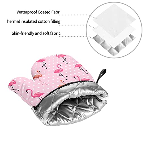 Pink Flamingos Oven Mitts & Pot Holders Sets 4 Piece Set Heat Resistant Non Slip Oven Mitts For Cooking Baking Grilling, 11152 #TOP7