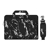 MOSISO Laptop Shoulder Bag Compatible with 13-13.3 Inch MacBook Pro, MacBook Air, Notebook Computer, Protective Canvas Marble Pattern Carrying Handbag Briefcase Sleeve Case Cover, Black