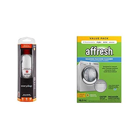 everydrop by Whirlpool Ice and Water Refrigerator Filter 2, EDR2RXD1, Single-Pack + Affresh Washing Machine Cleaner, 6 Month Supply Cover