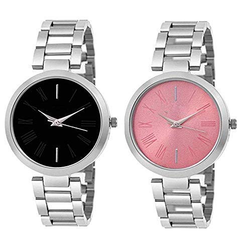 Veer Analogue Womens and Girls Watch (Black & Pink Dial Silver Colored Strap) (Pack of 2) (B08PDC88WF) Amazon Price History, Amazon Price Tracker