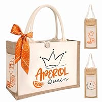 Oizemori Aperol Geschenk Tasche, Jutetasche Für Frauen Mit Aperol Design, aperol geschenke frau, Personalisierte Jutetasche, Aperol Jutetasche für Freundin, Kollegin und Aperol Liebhaber