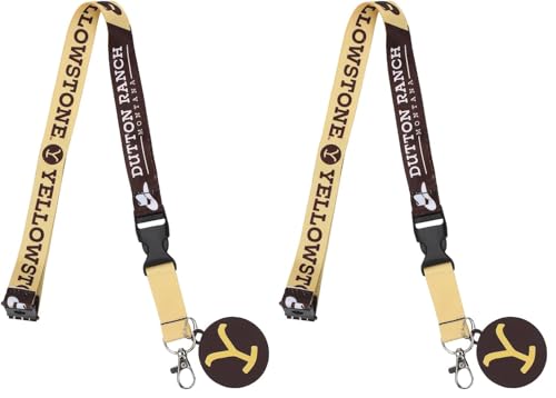 Yellowstone Dutton Ranch 22-Inch Lanyard with Rubber Charm and Clear ID Sleeve (Pack of 2)