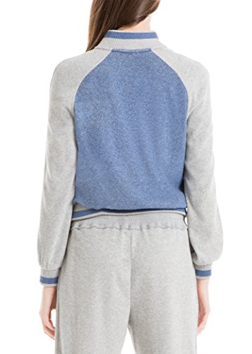 Max Studio London Colorblocked Bomber Jacket (Blue Grey, M)