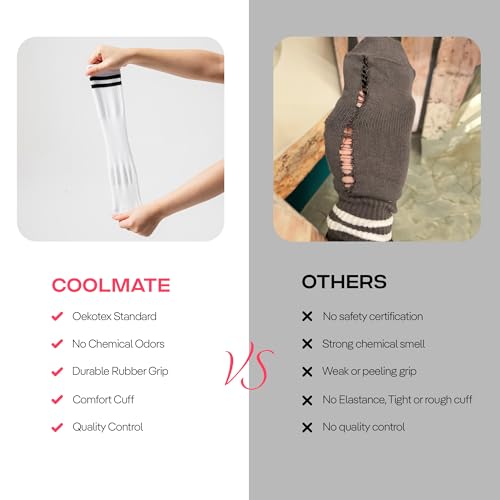 Image of CoolMate Pilates Socks with Grips for Women, Yoga Socks, Stripe Crew
