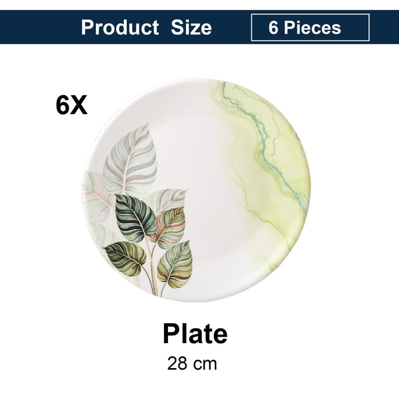 Image of Golden Fish Melamine Dinner Plates Set of 6 for Serving - Full Size, Curved, Vintage Design, Break Resistant for Home, Kitchen, Restaurant, Party (11 inch)
