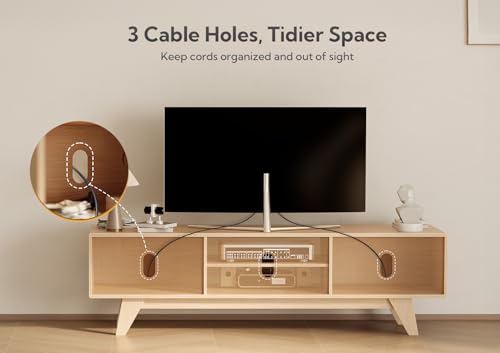 Image of Claiks Mid-Century TV Stand, 70 Inch, Oak