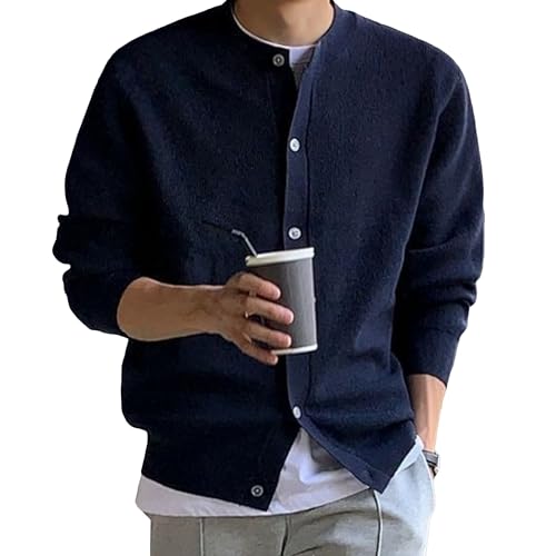 Cardigan pour hommes léger et chaud à col rond pour stopper le froid de l'hiver