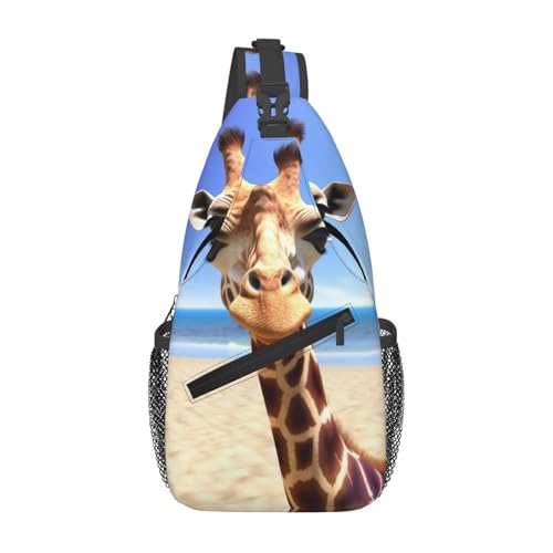 Cross Chest Bag Sling Backpack Beach Giraffe miniatura 1