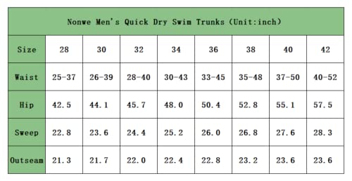 Nonwe Men's Boardshorts Quick Dry With Pockets Lightweight Beach Shorts Elastic Waist Green 42 #TOP6