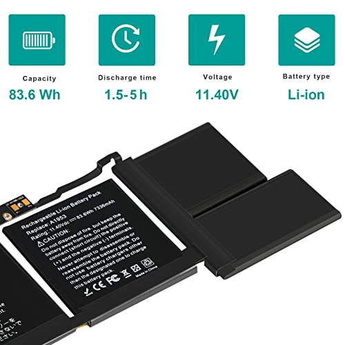 Image of ASUNCELL Battery for MacBook Pro 15 Inch A1990 (Mid 2018 2019), Laptop Battery Replacement Model A1953 Battery EMC 3215 3359 7400mAh (Upgraded 6.2 Versions)