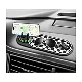 Sun Walker Multifunction Car Anti-Slip Mat, 3-in-1 Dashboard Pad Rotatable Phone Holder with Temporary Parking Number, Large Car Storage Mat Phone Mount for Phones Sunglasses Keys (Black & Gray)