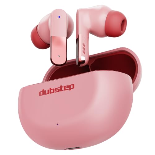Image of Dubstep Buzz X12 TWS Wireless Earbuds, 60H Playtime, Bluetooth 6.0, ENC Noise Cancellation, 13mm Drivers, Game & Music Mode, Touch Control, Type-C Fast Charging (Pink)