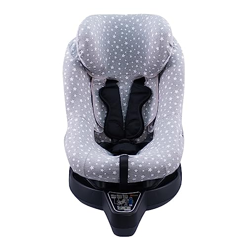 JYOKO Kids Funda de algodón para Silla de Coche Compatible con Besafe Izi Turn B I-Size (White Star)