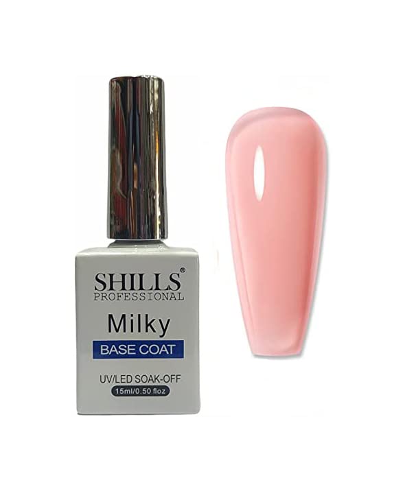 SHILLS PROFESSIONAL Uv Led Soak Off Milky Base Coat Gel Polish Peach 15 Ml, milkybasecoat008