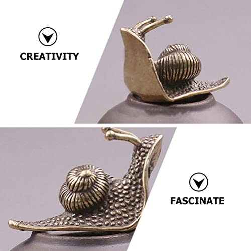 Vosarea Mini Vintage Brass Snail Statue: 2Pcs Retro Snail Figurines Fengshui Wealth Figures Ornaments For Graden Yard Tea Table Decoration #TOP2