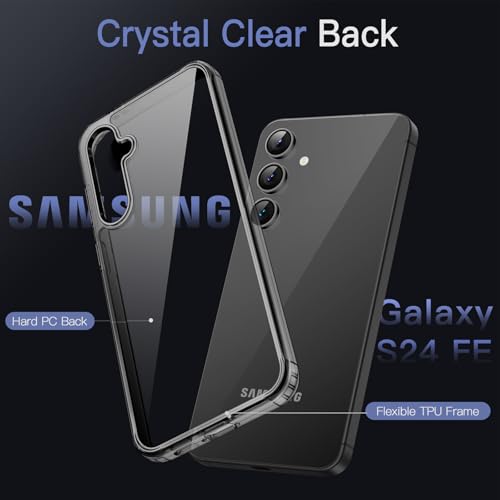Image of JETech Cover Case for Samsung Galaxy S24 FE, Non-Yellowing Shockproof Bumper Protective Phone Cover, Anti-Scratch Hard PC Back (Black)