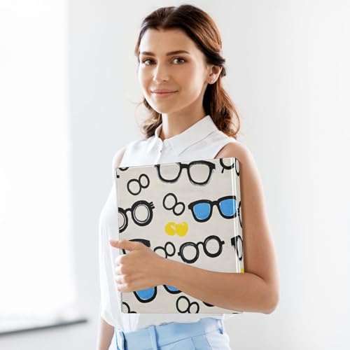 Image of 3 Ring Binder Glasses Summer Pattern 1.5 inch Binders Three Ring Binders with Clipboard Fit 8.5'' x 11'' Paper 3 Interior PVC Clear Pockets for Office Supplies