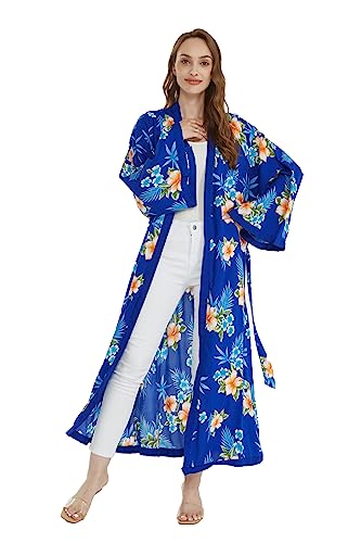 Image of Matchable Family Hawaiian Luau Men Women Girl Boy Clothes in Hibiscus Blue
