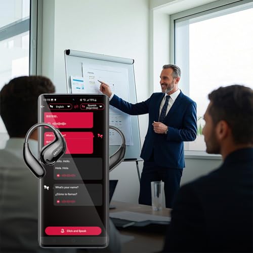 Ki Übersetzer Kopfhörer Übersetzungskopfhörer mit echtzeit übersetzung, 135 Sprachen Kopfhörer Übersetzer Echtzeit, Open Ear kopfhörer für iOS und Android, Reisen und Reisen, Business XT66 PRO Silber