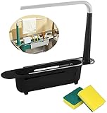 Updated Telescopic Sink Storage Rack Adjustable Length Drainer Sink Storage Tray Sponge Soap Holder...