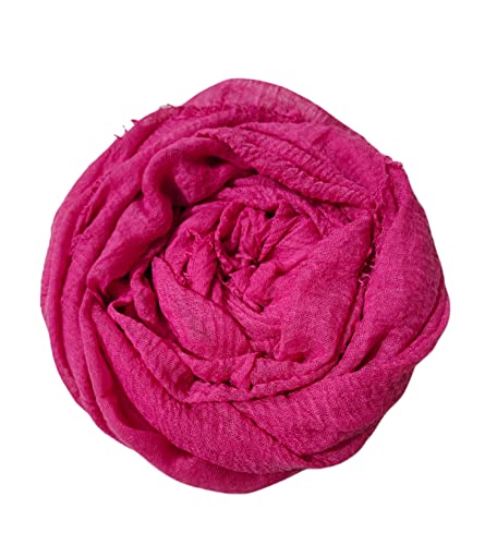 Image of Iba & Isba Women's Plain Crinkled Scarves, Stoles, Hijab (76 x 36 inch)