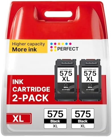 PG-575XL 575XL Schwarz Druckerpatronen Kompatibel für Canon 575 Black | für Canon Pixma TR4755i Patronen TS3750i TR4756i TS3550i TS3551i TR4750i TR4751i TS3751i TS3752i Drucker (2