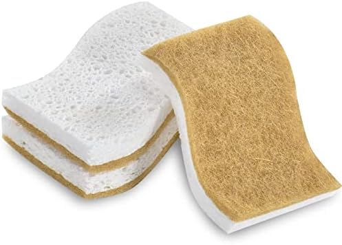 Natural Sponges 3Pack, Eco Friendly Non-Scratch Scrub Sponge for Kitchen, Biodegradable Plant Based Scrubber Sponges for Cleaning Dishes, Odor Free