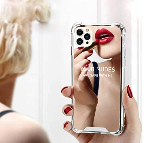 Your Nudes Are Safe With Me - Iphone Slim Plastic Mirror Case With Reinforced Soft Corners, Pocket Mirror, Luxury Stylish Reflective Case - Iphone 13 Pro #TOP1