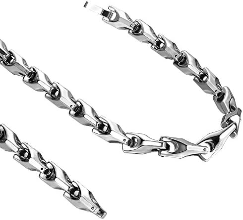 Urban Jewelry Unique Astro Snake 22 Inches Men's Tungsten Golden Toned or Silver Link Necklace Chain (Heavy, Solid)