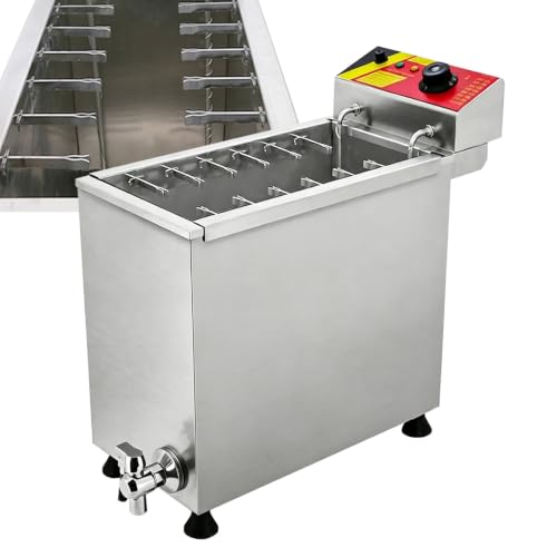Commercial-Grade Corn Dog Fryer with Precise Thermostat Control (60-200℃), 12-Station Stainless Steel Deep Fryers, Essential Kitchen Tool for Restaurants Making Cheese Hot Dogs & Fried Chicken.