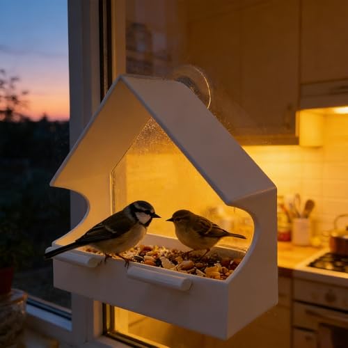 Mangeoire pour oiseaux de fenêtre transparente à grande capacité et ventouses - 7