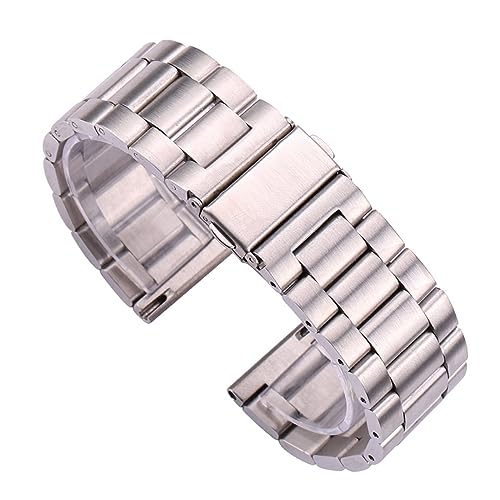 Bracelet de montre en acier inoxydable de remplacement, maillon solide silver 18 20 22 24 mm