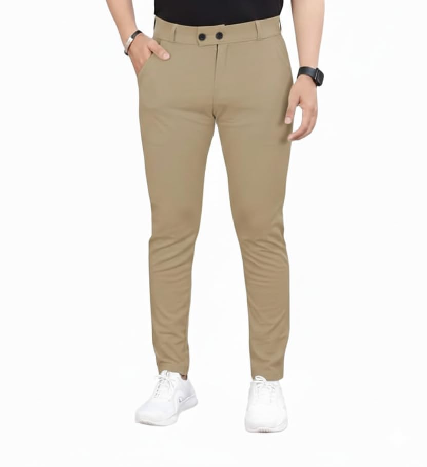 Image of Twill Lycra Men Trouser | Standard Fit Casual & Office Wear | Soft Stretchable Fabric | Comfortable Bottom Wear