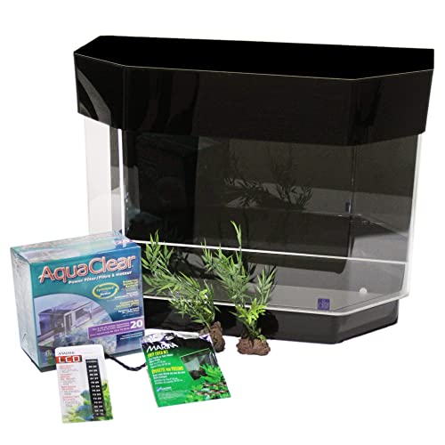 SeaClear 10 gal Flat Back Hexagon Mini Kit Acrylic Aquarium, 23 by 11 by 19.5
