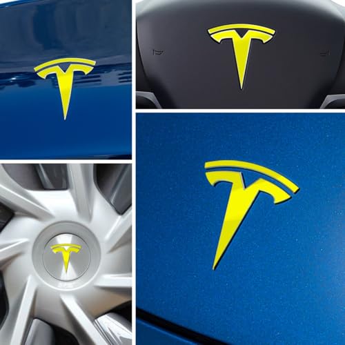 Image of IPG Compatible with Model Y Decal (8 Logo Set) Stickers Set Personalize Your Vehicle (Neon Series - Yellow)