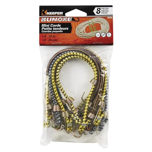 KEEPER - 10" Mini Bungee Cords in Assorted Colors, ( Pack of 8)
