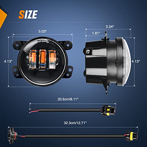 Image of Nilight 4 Inch LED Fog Light Assembly Compatible with 2007 2008 2009 2010 2011 2012 2013 2014 2015 2016 2017 2018 Jeep Wrangler JK Unlimited JKU w /Conversion Cable Amber Lamps
