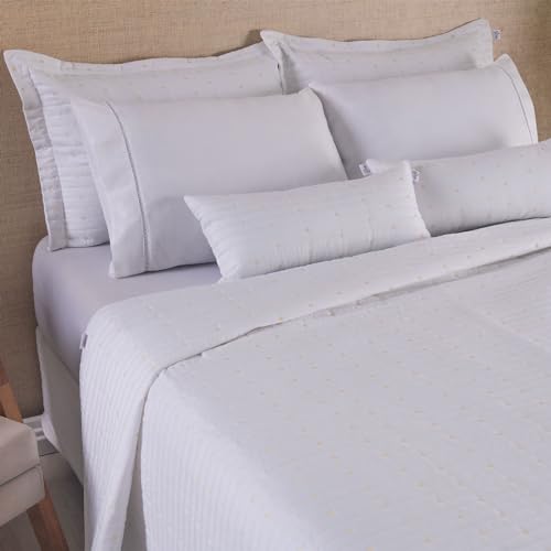 Kit Cobre Leito Casal Padrão 07 Peças Bordado Urbany Hipercal 400 Fios