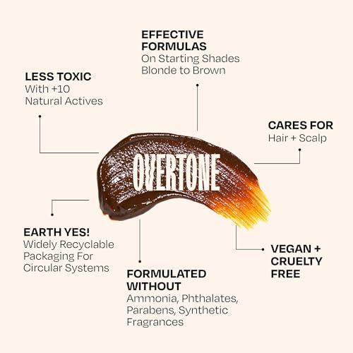 Image of Overtone Semi Permanent Hair Color Conditioner, Chocolate Brown, 8 oz, Nourishing, Damage-Free, Color Depositing Mask for All Hair Types with Shea Butter & Coconut Oil, Vegan & Cruelty-Free