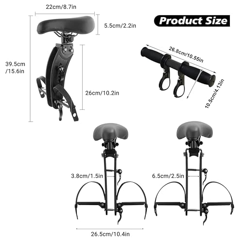 Himiway Kids Bike Seat with Handlebar, Detachable Front Mounted Child Bicycle Seats with Foot Pedals for Children 2~5 Years, Toddler Bike Seat Attachment for Adult Bike Mountain Bike (#1) - Thumbnail 4