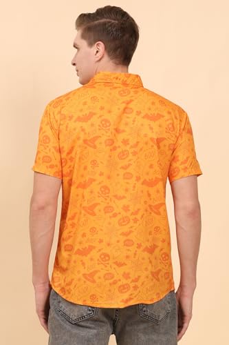 Image of ENCIGER Mens Printed Casual Shirts Short Sleeves Button Down Tropical Shirts (MS1 Orange XL)