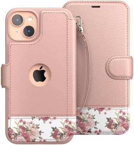 LUPA Legacy iPhone 13 Wallet Case - Case with Card Holder - [Slim + Durable] for Women and Men - iPhone 13 Flip Cell Phone case - Faux Leather - Folio Cover - Floral Charm [Includes Wristlet]