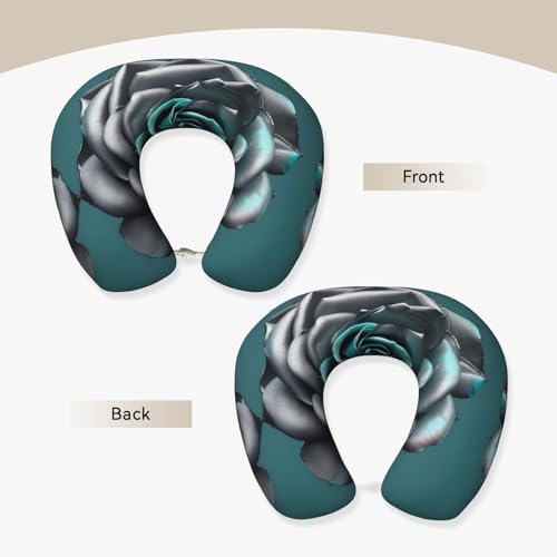 Almohada de viaje ergonómica de fibra de poliéster negra miniatura 3