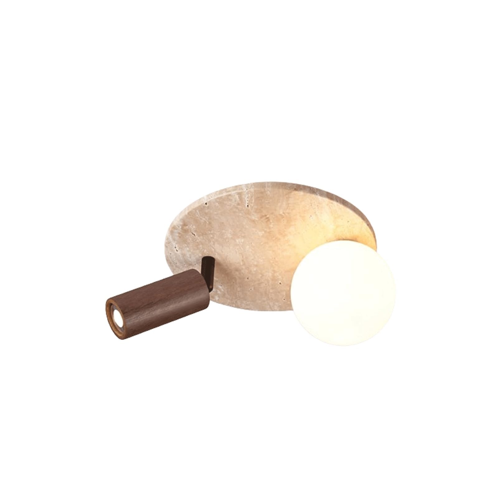 PLQWUJD Exquisite Chandelier Ceiling Light Fixture Round Wood Ceiling Lamp Stone Flush Mount Lighting Fixtures Travertine Chandelier Close to Ceiling Light(Walnut)