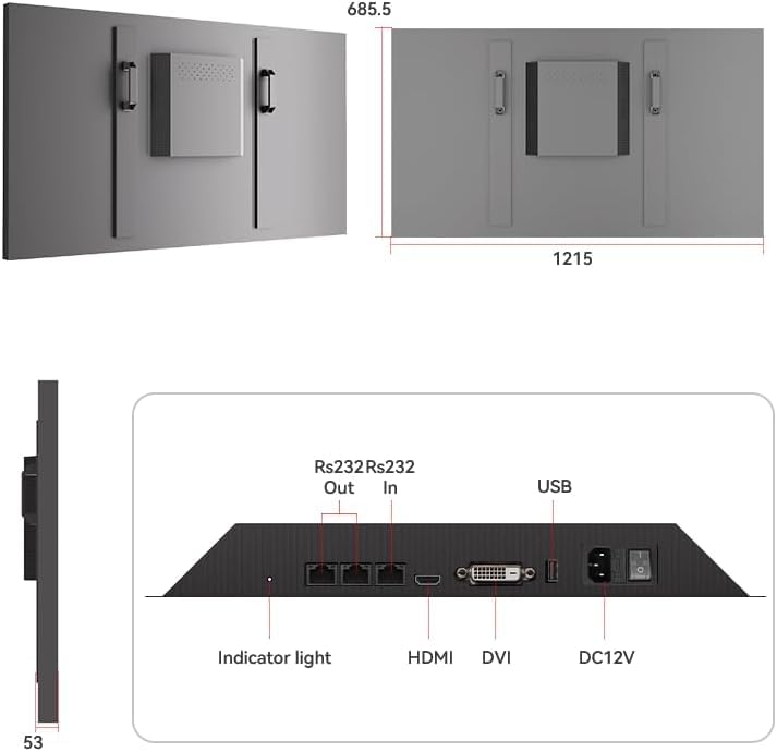 Image of 55 inch FHD Video Wall Digital Signage Display Panel, 700 nits, 24 /7 Operation, Modular Splicing from 1x2 to 4x4 and More for Control Rooms, Recording Studios, Broadcast Studios & More