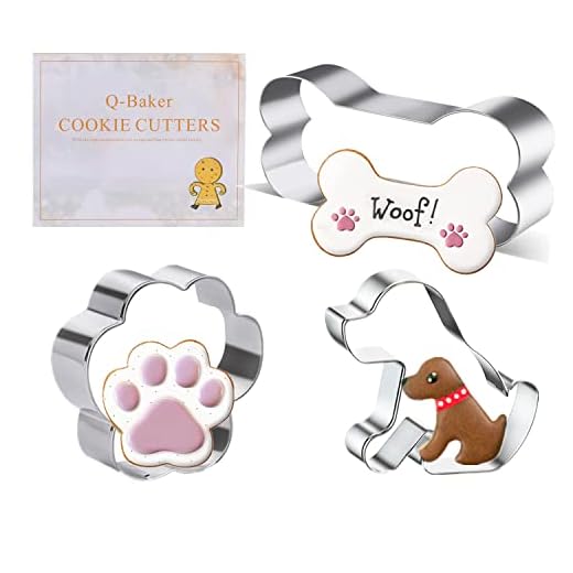 3 Piece Dog Bone Cookie Cutters, Bone Shape Cookie Cutters set Stainless Steel Biscuit Mold for Dog Cat Homemade Treats